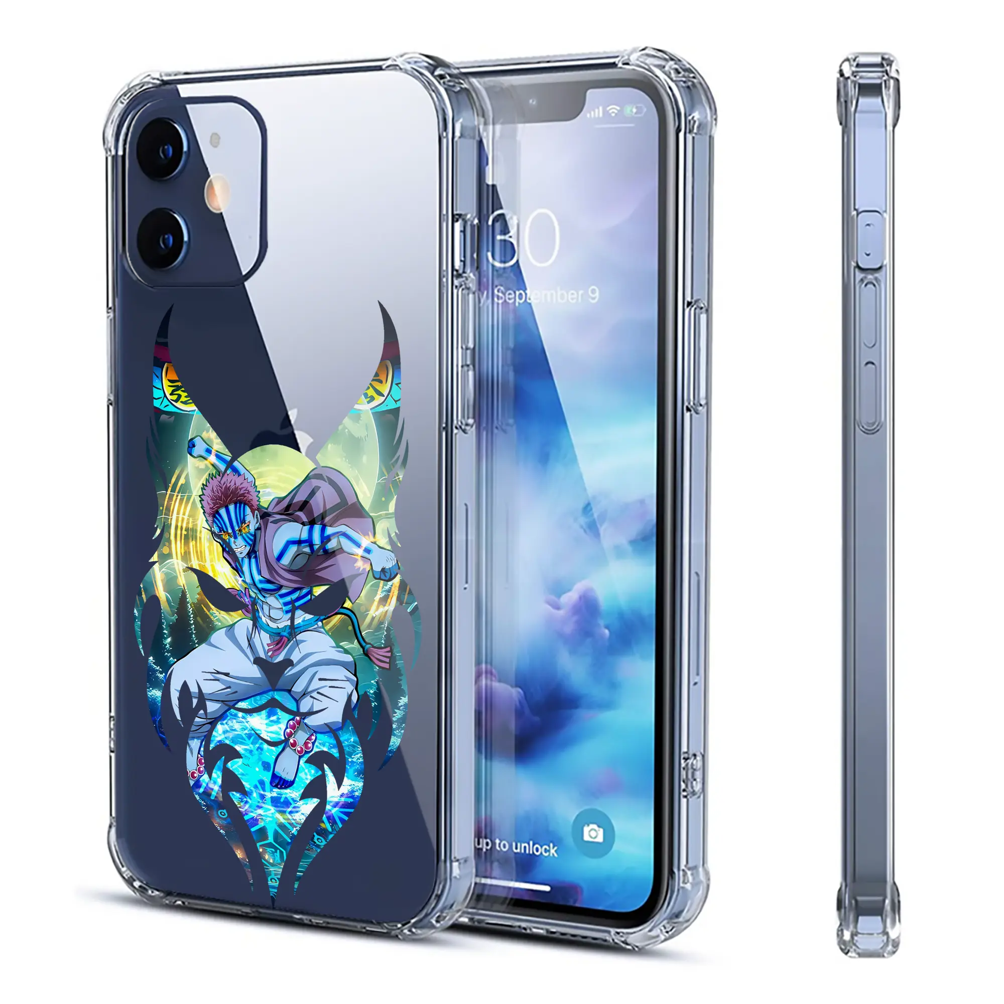 鬼滅の刃 グッズ,猗窩座 - IPhone 12シリーズ対応 ・ 透明スマホケース ・ クリアソフトケース ・ TPU素材 ・ 耐衝撃 ・ 高密着 ・ 防汚 防指紋 ・ 簡単着脱